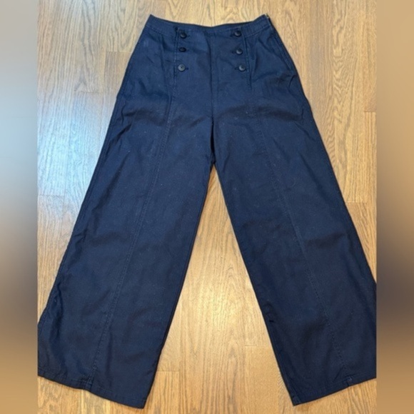 Unsubscribed  Navy Wide-Leg Women's Pants size 8  boho cottagecore F - Picture 1 of 8